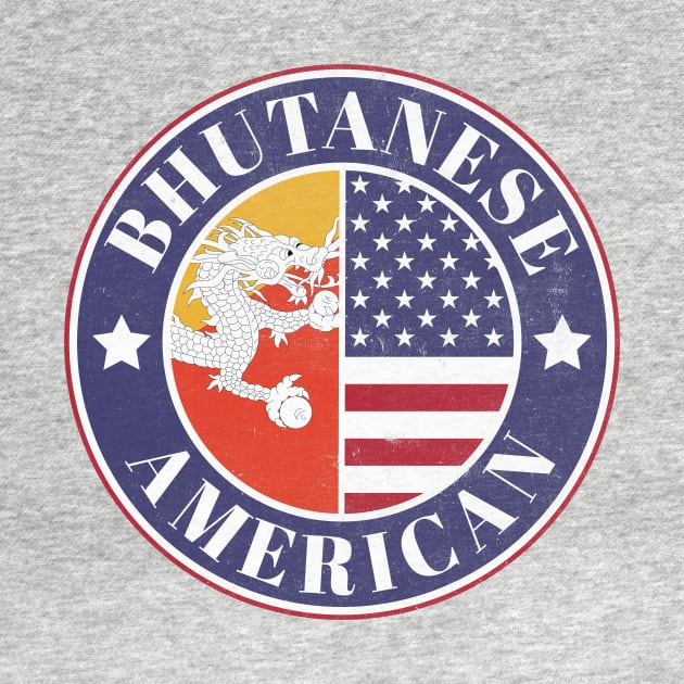 Proud Bhutanese-American Badge - Bhutan Flag by Yesteeyear